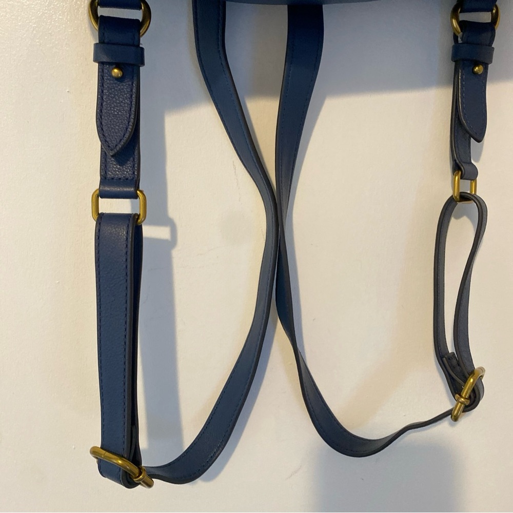 Fossil Elina Rich Blue Leather Convertible Backpack Back Inner Lining Dirty - Picture 9 of 15